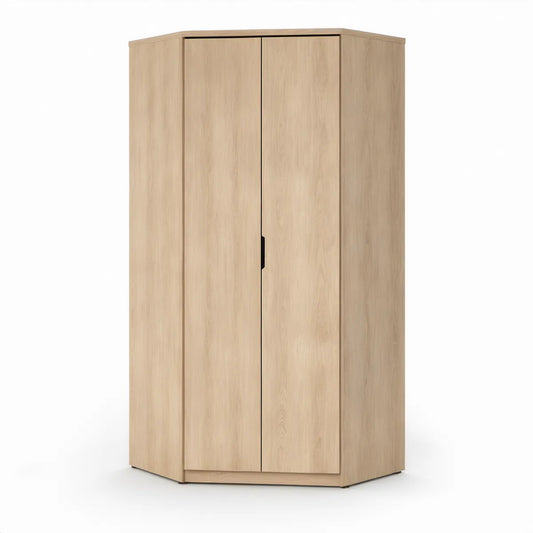 Eckkleiderschrank, 2-türig, fünfeckig, 95 x 95 x 200 cm, Eiche hell